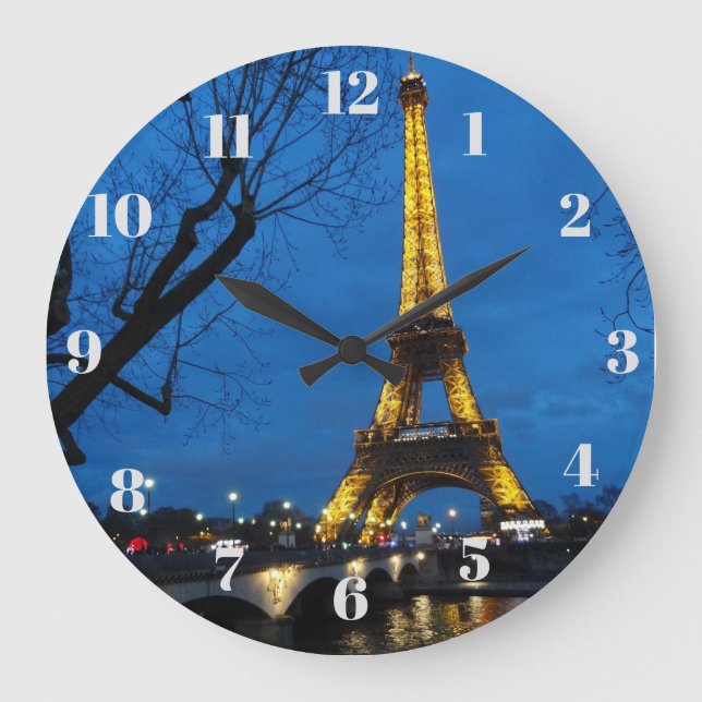 Eine magische Nacht in Paris Große Wanduhr (Vorderseite)