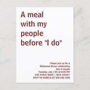 Eine Mahlzeit mit meinen Leuten vor "I do" Spaß ru Postkarte
