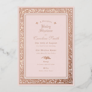 Eine Märchen-Roségold-Baby-Party Folieneinladung