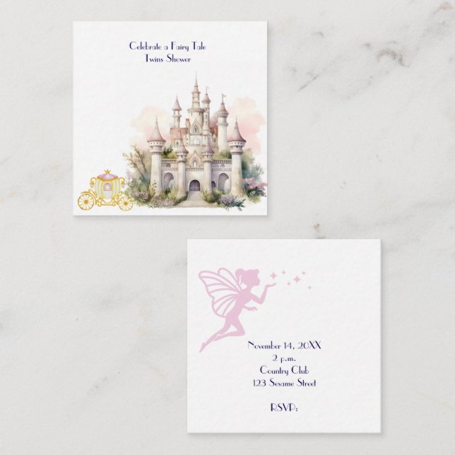 Eine Märchen-Tale-Twin-Babydusche Begleitkarte (Vorne/Hinten)