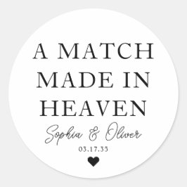 Eine MATCH in HEAVEN Heart Wedding Matches Gutes Runder Aufkleber