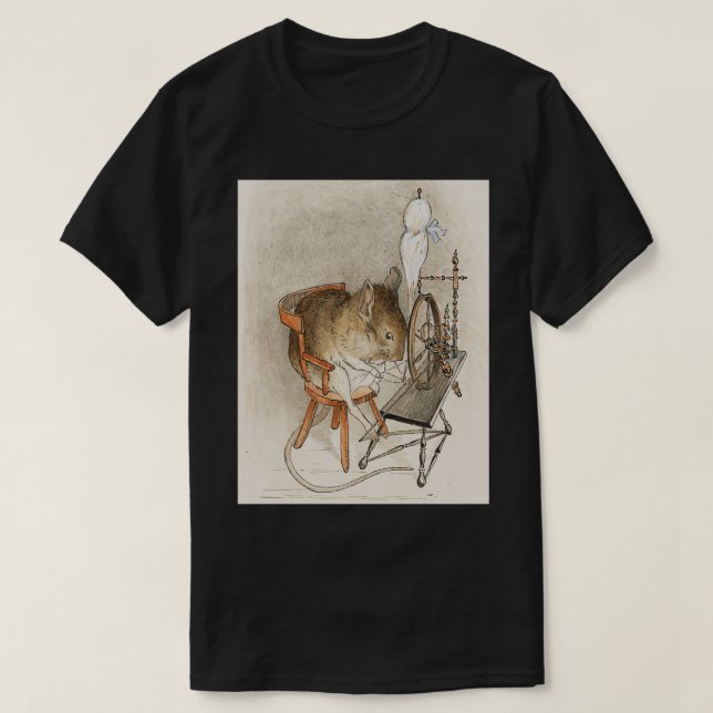 Eine Maus auf seinem Spinnrad T-Shirt (Design vorne)