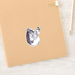 Eine Maus mit einem Anstrich an einer Nuss-Sumie Aufkleber