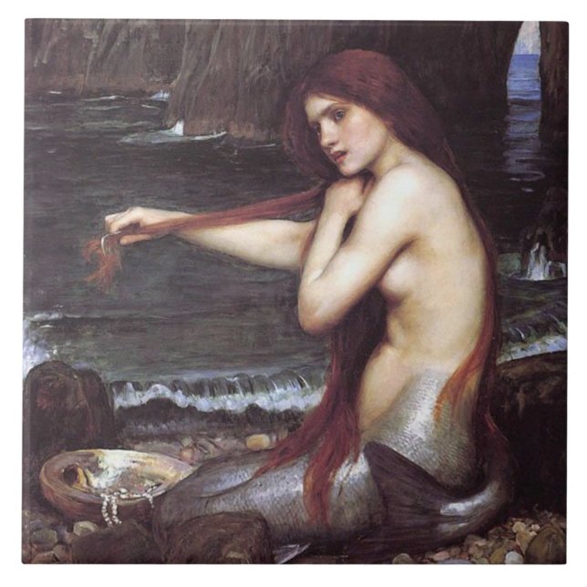 Eine Meerjungfrau von J W Waterhouse, 1901 Fliese (Vorderseite)