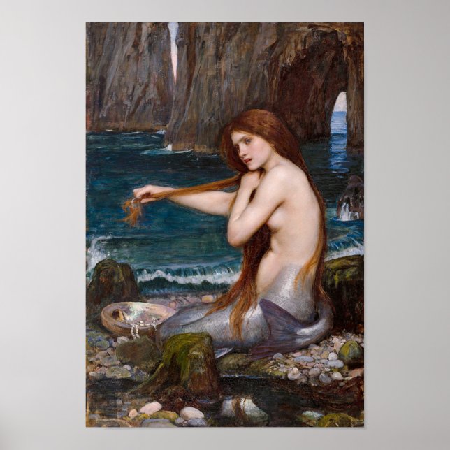 Eine Meerjungfrau von John William Waterhouse 1900 Poster (Vorne)