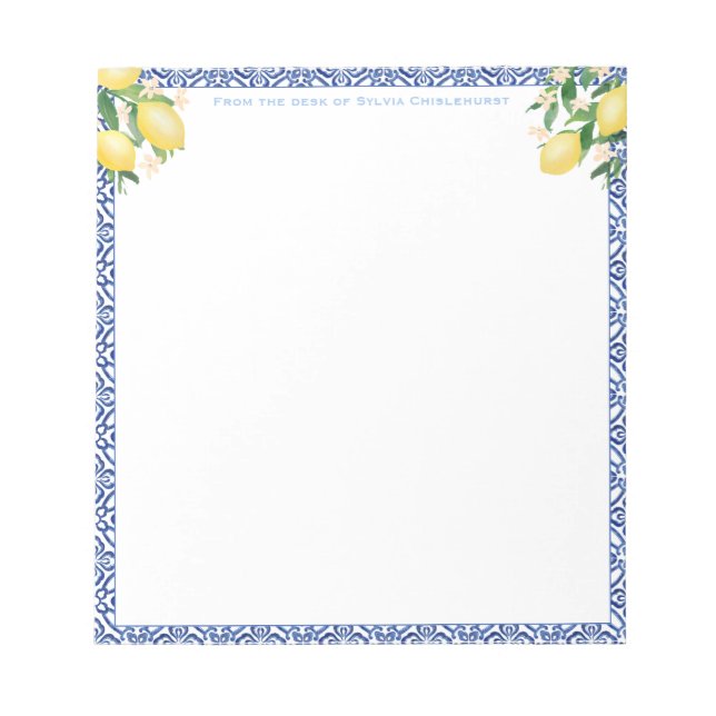 Eine Meldung aus | Amalfi Lemons Italian Blue Tile Notizblock (Vorderseite)