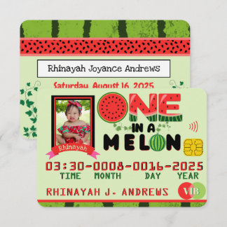 Eine Melon-Foto-Geburtstagsparty-Kreditkarte Einladung