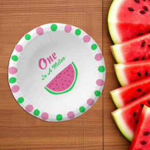 Eine Melone zum 1. Geburtstag Pappteller