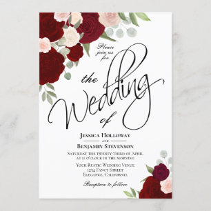 Eine Menge Rose Elegante Wasserfarben Boho Hochzei Einladung