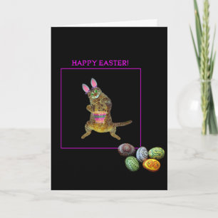 Eine Miezekatze mit den Häschenohren Feiertagskarte