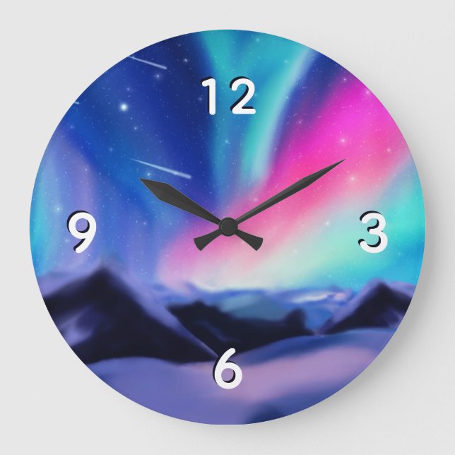 Eine Million Aurora Träume Große Wanduhr (Vorderseite)