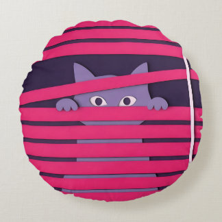 Eine minimalistische stilisierte Katze Rundes Kissen