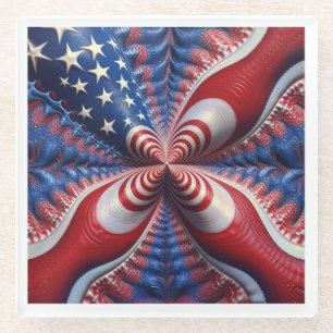 Eine Mischung aus amerikanischer Flagge und Frakta Glasuntersetzer