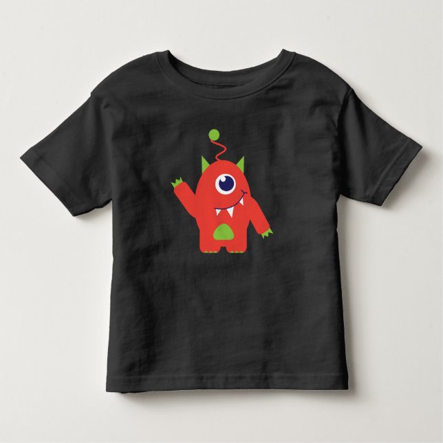 Eine mit Augen Alien Orange & Grün Kleinkinder T - Kleinkind T-shirt (Vorderseite)