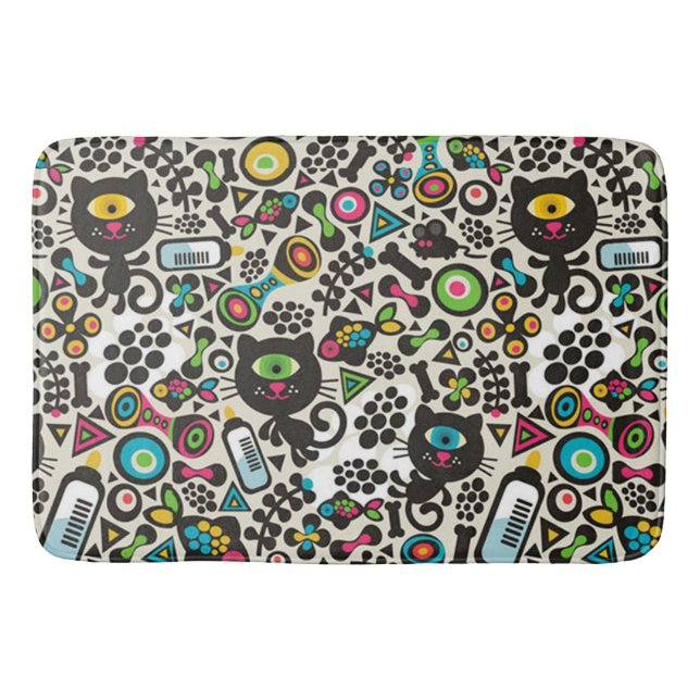 Eine Mit Augen schwarze Katze Badematte (Vorderseite)