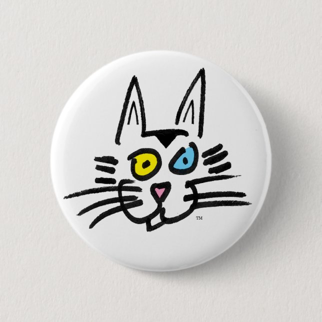 Eine mit blauen Augen Miezekatze Button (Vorderseite)
