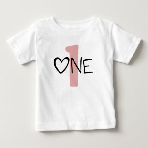 Eine mit Herz und eine 1 mit Hintergrund Baby T-shirt