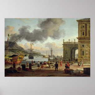 Eine Mittelmeer-Hafen-Szene Poster