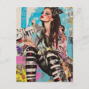 Eine Mode-Dame Collage Postkarte