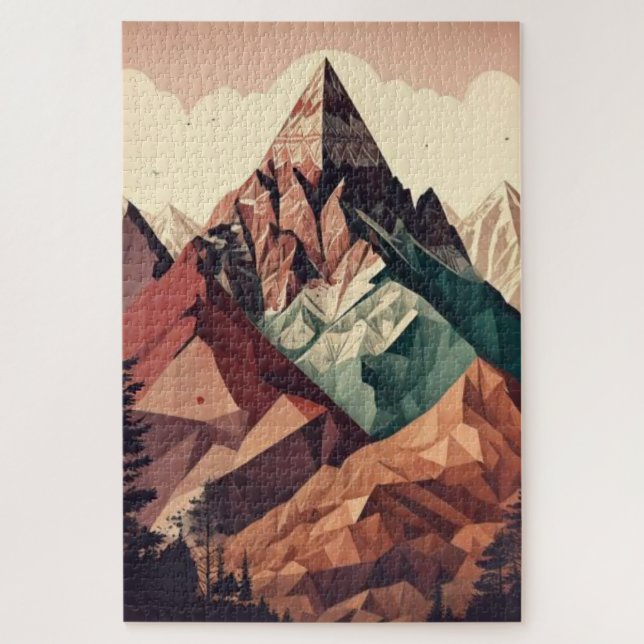 Eine moderne Berglandschaft in erdiger Harmonie Puzzle (Vertikal)