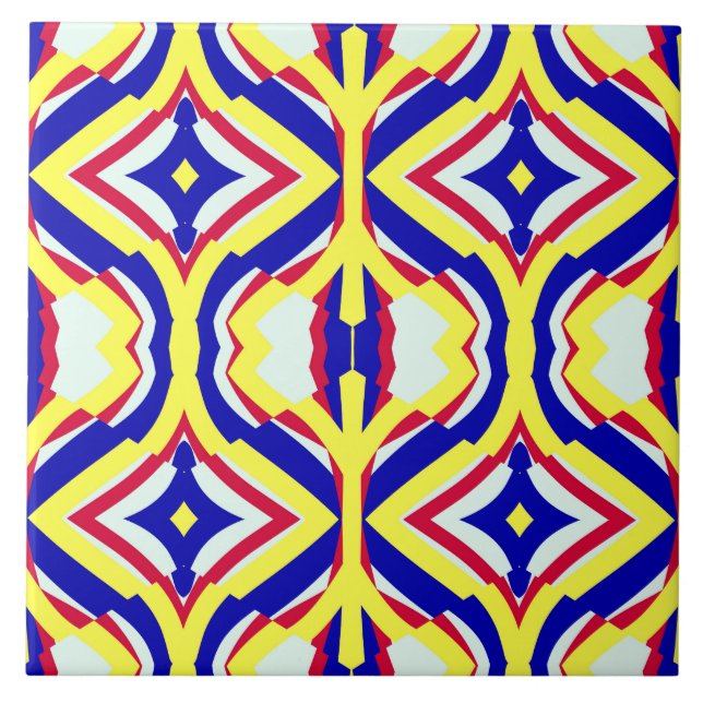 Eine moderne, nahtlose, vielfarbige, klassische Mu Fliese (Vorderseite)