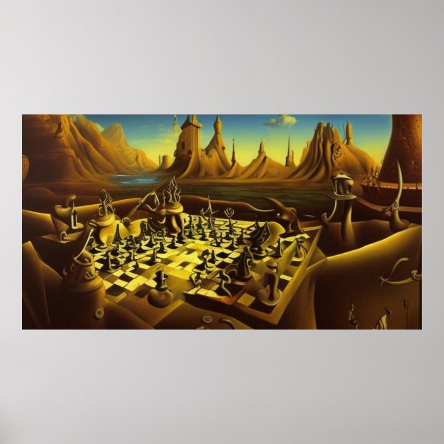 Eine moderne surrealistische abstrakte große Schac Poster (Vorne)