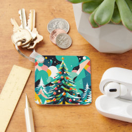 Eine moderne Weihnachtsbaumillustrierung 1 - Schlü Schlüsselanhänger