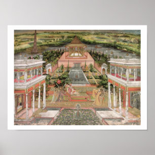 Eine Mogulprinzessin in ihrem Garten (Gouache auf  Poster