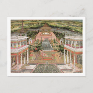 Eine Mogulprinzessin in ihrem Garten (Gouache auf Postkarte