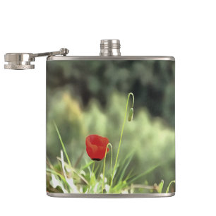 Eine Mohnmalerei künstlerischer Wildblume Flachmann