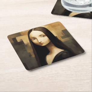 Eine Mona Lisa reimaginierte, ein Klassiker, aber Rechteckiger Pappuntersetzer