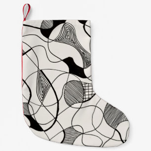 eine monochrome abstrakte Stift- und Farbskizze; U Kleiner Weihnachtsstrumpf