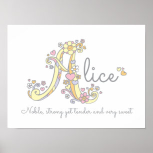 Eine Monogramm Art Alice Girls Name bedeutet Poste Poster