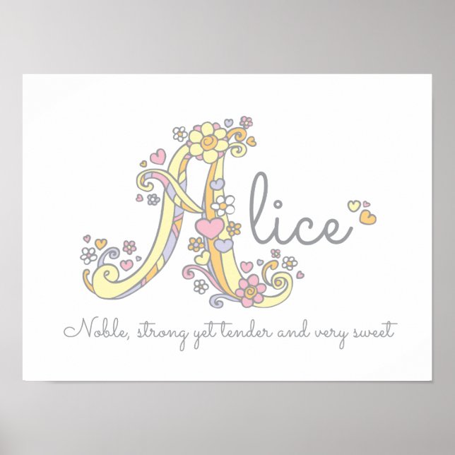 Eine Monogramm Art Alice Girls Name bedeutet Poste Poster (Vorne)