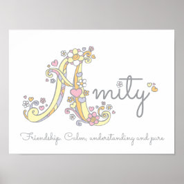 Eine Monogramm Art Amity Girls Name bedeutet Poste Poster