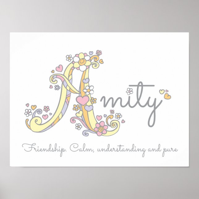 Eine Monogramm Art Amity Girls Name bedeutet Poste Poster (Vorne)