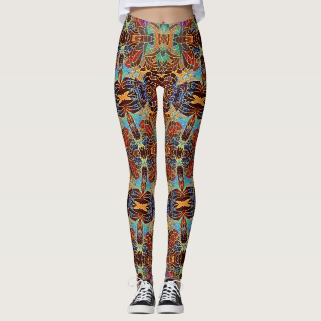 Eine Motte fliegt zwischen Neruda und Woolf Leggin Leggings (Vorderseite)