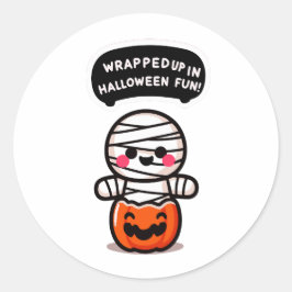 Eine Mummie in einem Kürbis  Runder Aufkleber