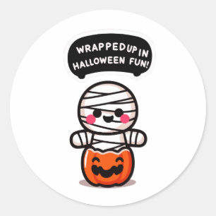 Eine Mummie in einem Kürbis  Runder Aufkleber