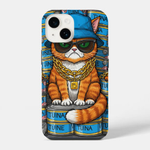 Eine mürrische Katze mit goldenen Ketten iPhone 14 Hülle