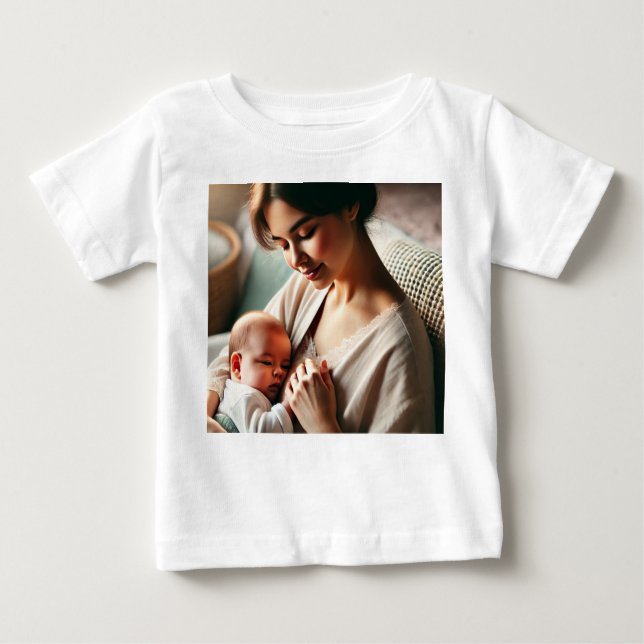 Eine Mutter, die ihr Baby knuddelt Baby T-shirt (Vorderseite)