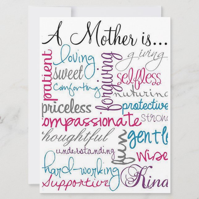 Eine Mutter ist... Feiertagskarte (Vorderseite)
