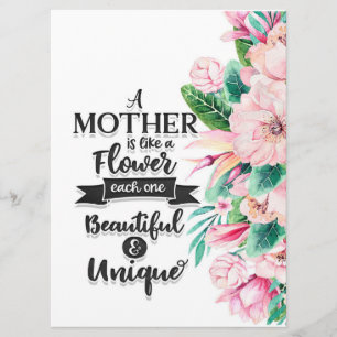 Eine Mutter ist wie ein Geschenk für Blume, ein Mu Menükarte