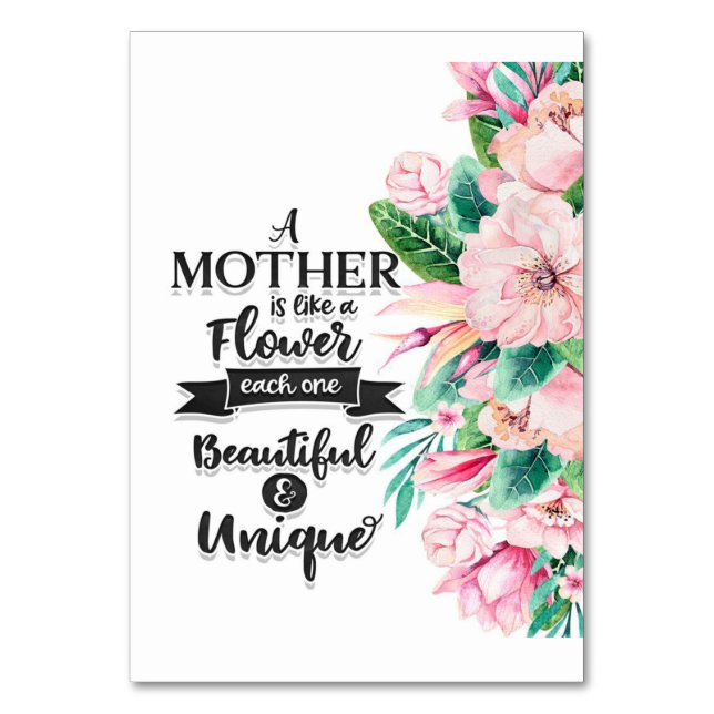 Eine Mutter ist wie ein Geschenk für Blume, ein Mu Tischnummer (Vorderseite)