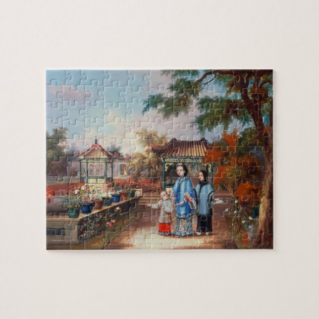 Eine Mutter mit ihren Kindern in einem Puzzle (Horizontal)