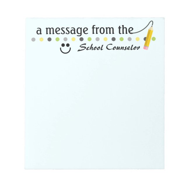 Eine Nachricht aus der Note Pad des Schulberaters Notizblock (Vorderseite)