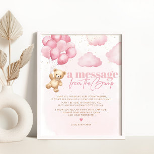Eine Nachricht vom rosa Teddybär mit Stoßstange Poster