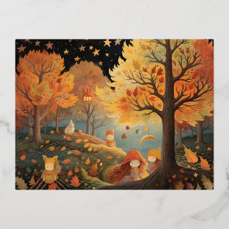 Eine Nacht der Freundschaft und der Verzauberung Folien Feiertagspostkarte