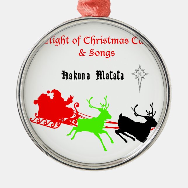 Eine Nacht der Weihnachtslieder und Songs Hakunama Silbernes Ornament (Vorne)