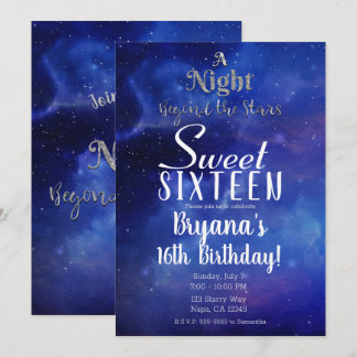 Eine Nacht hinter den Sternen Starry Sweet 16 Part Einladung